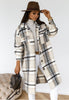 Plaid printed mid-length shirt coat
