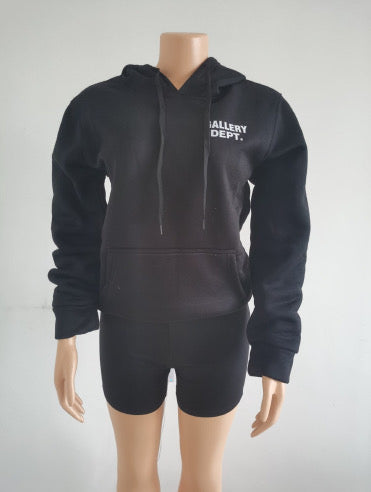 Unisex style velvet padded hooded sweatshirt