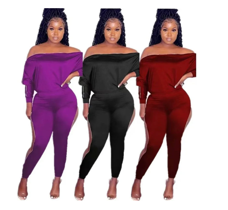 SOLID COLOR ZIPPER FASHION 2PC SET