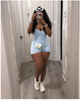 Threaded washed faded Suspender Jumpsuit