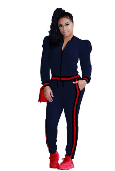 Ribbon multicolored lantern sleeve sports and leisure set