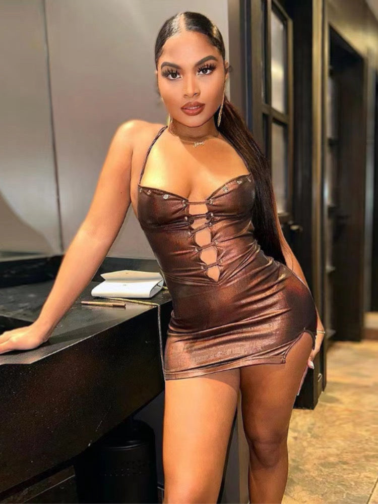 STRAPPED HALTER DRESS