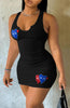 Letter Printed U-Neck Sheath Dress