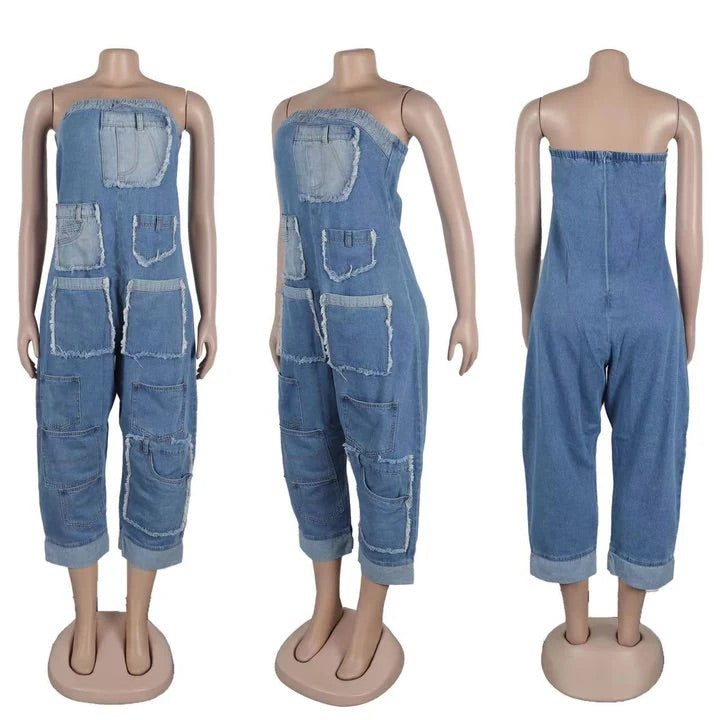 JEANS SLEEVELESS JUMPSUIT