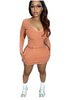 Long-Sleeved U-Neck Too Hip Skirt 2PC Set