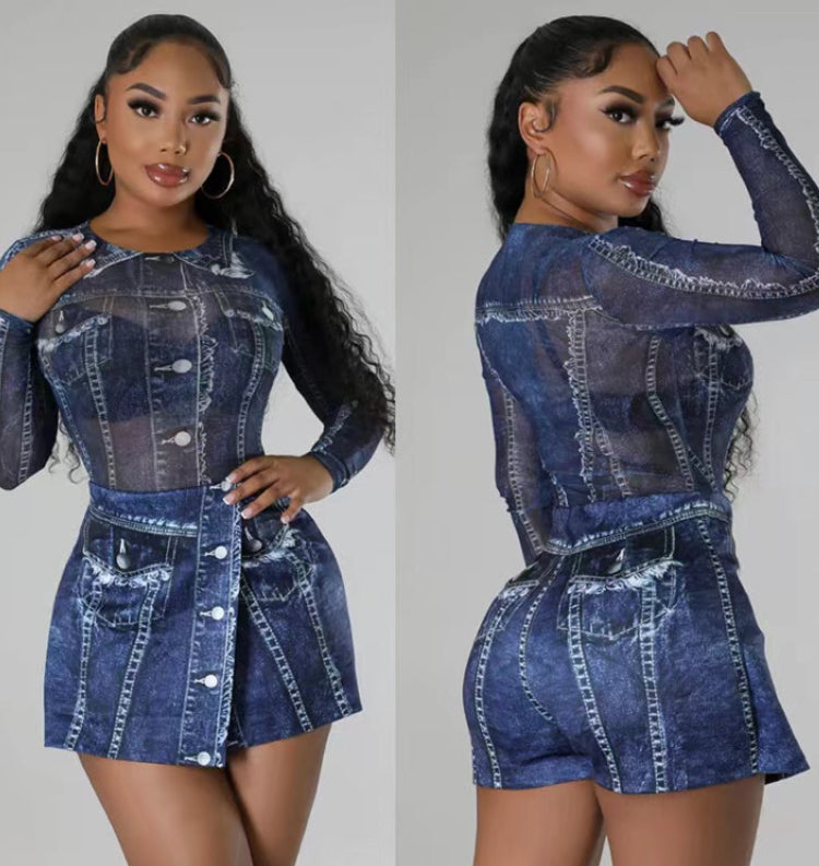 Denim Jumpsuit 2PC Set