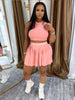 SLEEVELESS CROP TOP + PLEATED SKIRT SPORTS FASHION 2PC SET