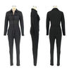 LONG SOLID COLOR CARGO ZIPPERED POCKET JUMPSUIT