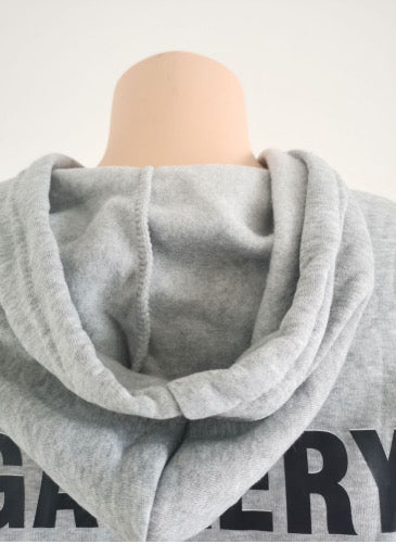 Unisex style velvet padded hooded sweatshirt