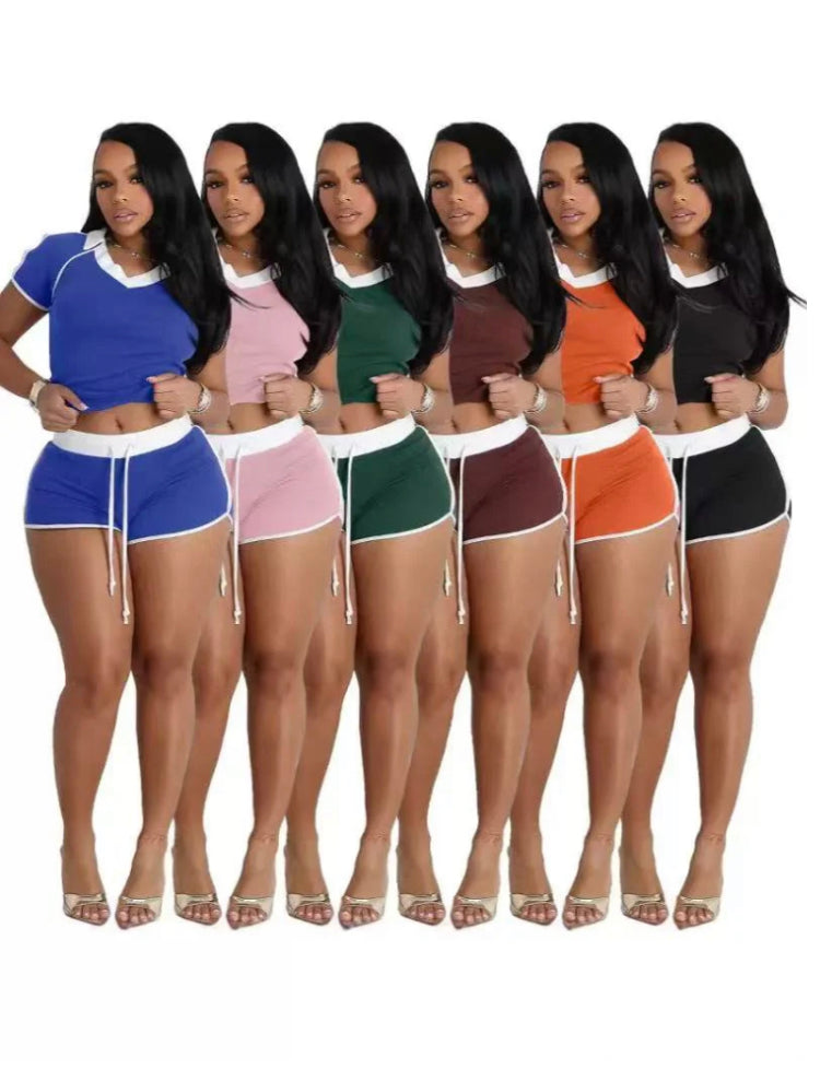 SPORTS HIGH-ELASTIC YOGA FABRIC LAYERING V-NECK 2PC SET