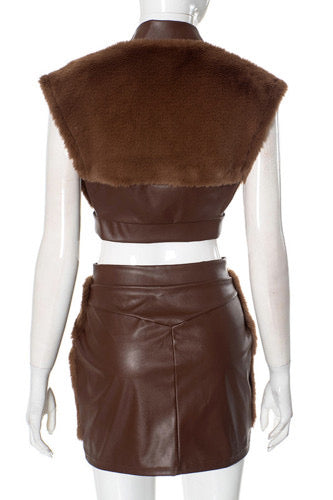 Solid Color Patchwork Zipper Zipper Collar Two Pieces