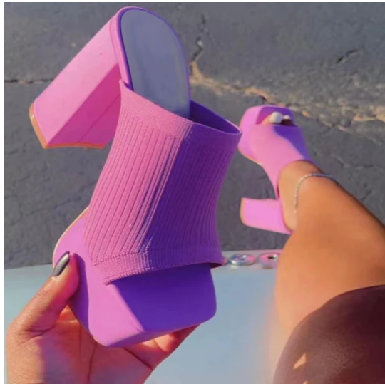 Square thick high-heeled