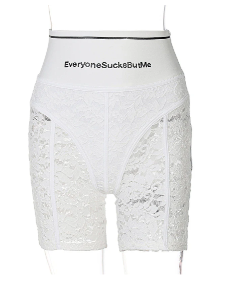 Stitching breathable Print Lace Shorts