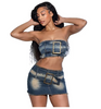 Denim tube top 2PC SET