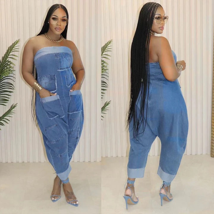 JEANS SLEEVELESS JUMPSUIT