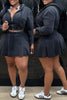 Black Casual Solid Color Zipper Hooded Long Sleeve Two Piece