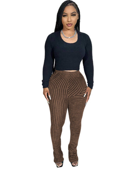 Hairy texture breathable slim fitting pile up pants