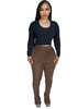 Hairy texture breathable slim fitting pile up pants