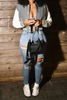 Grey Casual Long Sleeve Baseball Bomber Crop Varsity Jackets