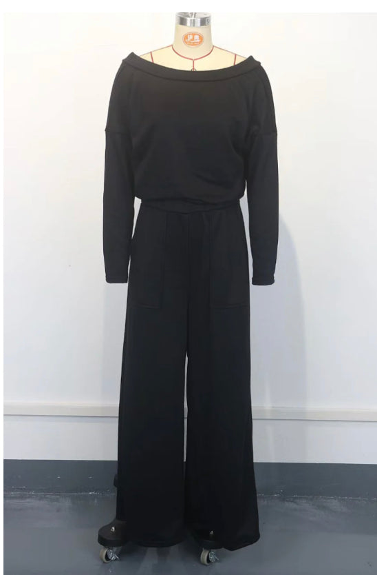 ONE-SHOULDER ELASTIC WAIST STRAPLESS JUMPSUIT