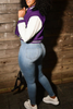 Grey Casual Long Sleeve Baseball Bomber Crop Varsity Jackets