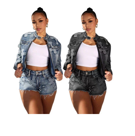 EMBROIDERED CROSS SHORT 2PC SET