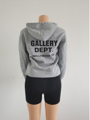 Unisex style velvet padded hooded sweatshirt