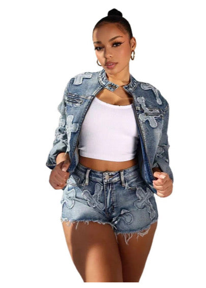 EMBROIDERED CROSS SHORT 2PC SET