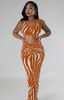 Zebra-Striped Backless Dress