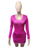 Long-Sleeved U-Neck Too Hip Skirt 2PC Set