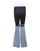 DENIM PANELED ELASTICATED FLARED JEANS