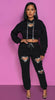 Heart Shaped hollow hot Diamond hoodie and pants 2PC set