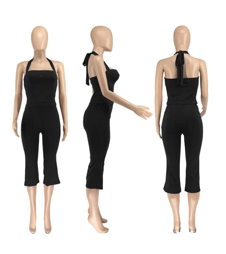 STRAP VEST WITH OPEN BACK AND NECK 2PC SET