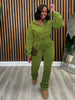ZIPPER HALF-HIGH COLLAR PLUS VELVET SPORTS 2PC SET