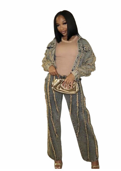 Relaxed Denim Trousers 2 PC Set