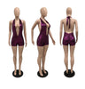 DEEP V NECK STRAP BACKLESS SLIM HIP JUMPSUIT
