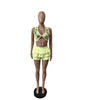 STRETCH RUFFLED SHORTS 2PC SET