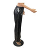 Solid color Bubble Bead Loose Wide Leg Pocket Leather Pants