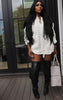 CASUAL LOOSE STITCHING KNITTED DRAWSTRING JACKET