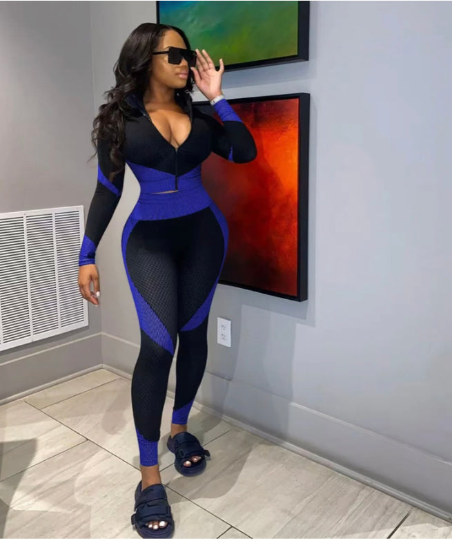 PRINTED COLOR MATCHING LONG SLEEVE SPORTS 2PC SET