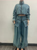 WIDE-LEGGED LOOSE HEAVY DENIM 2PC