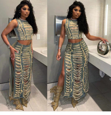 Stylish Denim 2PC Set