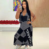 V-neck Printed Sleeveless Large Skirt