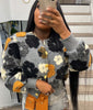 Three- Dimensional Floral Cardigan Short Coat