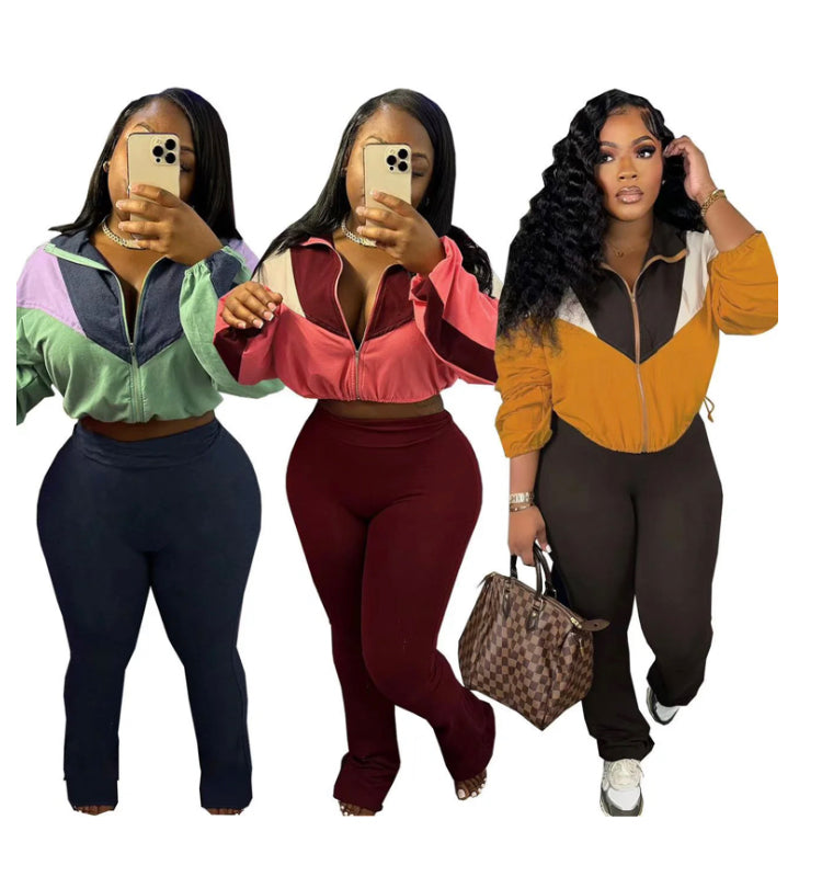 COLOR MATCHING ZIPPER SPORTS 2PC SET