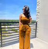 Solid color sanded tube top jumpsuit