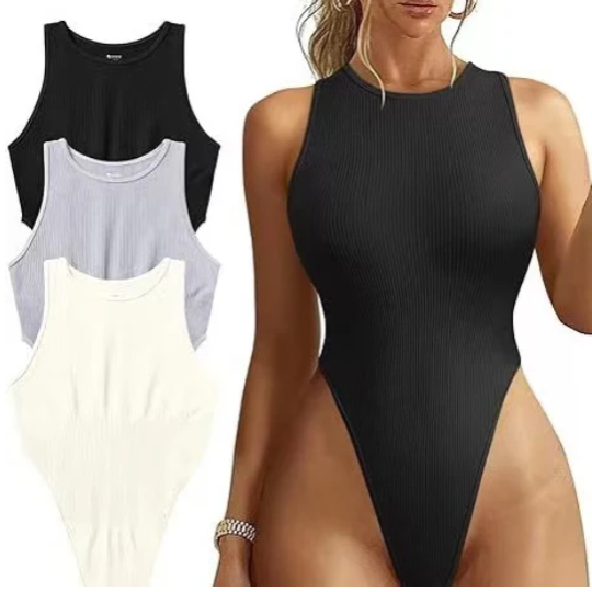 Ribbed Sleeveless Neck Jumpsuit