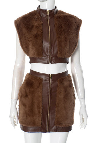 Solid Color Patchwork Zipper Zipper Collar Two Pieces