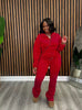 ZIPPER HALF-HIGH COLLAR PLUS VELVET SPORTS 2PC SET