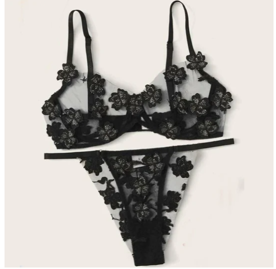 Sexy Lingerie embroidery 2PC suit